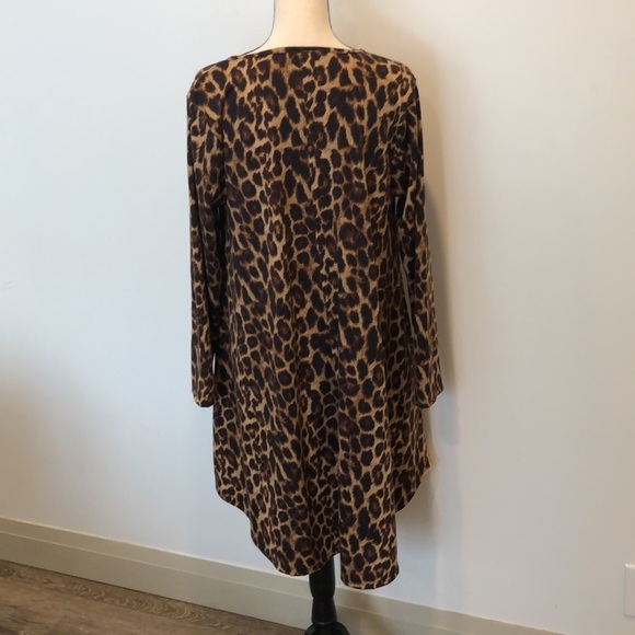 L&B Lucky and Blessed animal print swing dress Beautiful browns EUC midi L/XL - Picture 3 of 7